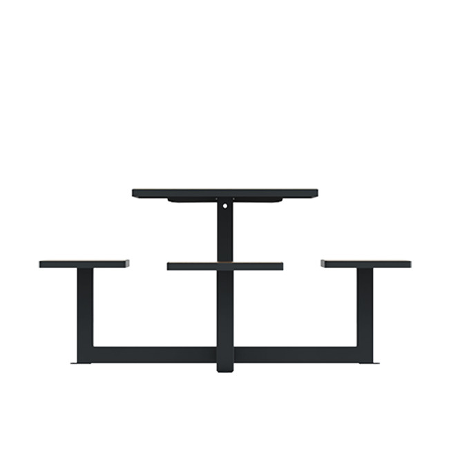 Square Table + Built-in Metal / HPL / HPL + Personal Hole - 3Lads + 1PMR - Anthracite 7016 / Clear Chene