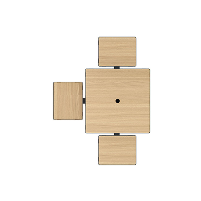 Square Table + Built-in Metal / HPL / HPL + Personal Hole - 3Lads + 1PMR - Anthracite 7016 / Clear Chene