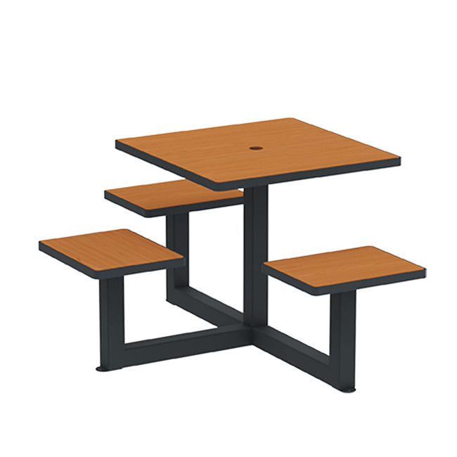 Square Table + Built-in Metal / HPL / HPL + Personal Hole - 3Lads + 1PMR - Anthracite 7016 / Clear Chene