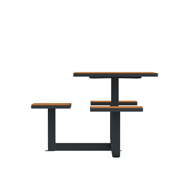 Square Table + Built-in Metal / HPL / HPL + Personal Hole - 3Lads + 1PMR - Anthracite 7016 / Clear Chene
