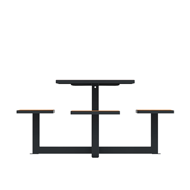 Square Table + Built-in Metal / HPL / HPL + Personal Hole - 3Lads + 1PMR - Anthracite 7016 / Clear Chene