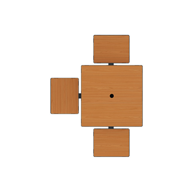 Square Table + Built-in Metal / HPL / HPL + Personal Hole - 3Lads + 1PMR - Anthracite 7016 / Clear Chene