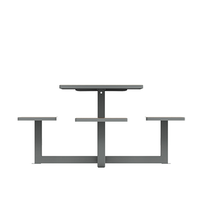 Square Table + Built-in Metal / HPL / HPL + Personal Hole - 3Lads + 1PMR - Anthracite 7016 / Clear Chene