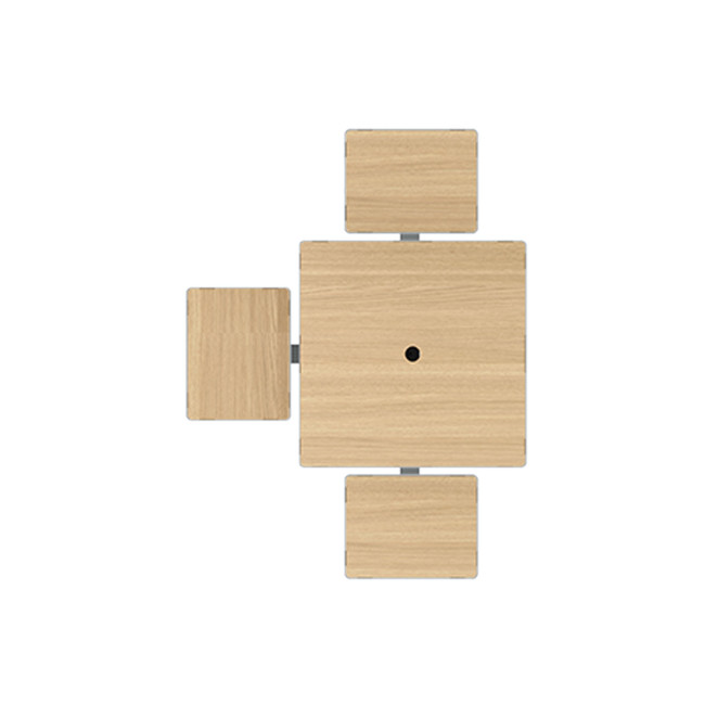 Square Table + Built-in Metal / HPL / HPL + Personal Hole - 3Lads + 1PMR - Anthracite 7016 / Clear Chene