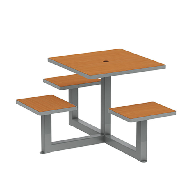 Square Table + Built-in Metal / HPL / HPL + Personal Hole - 3Lads + 1PMR - Anthracite 7016 / Clear Chene