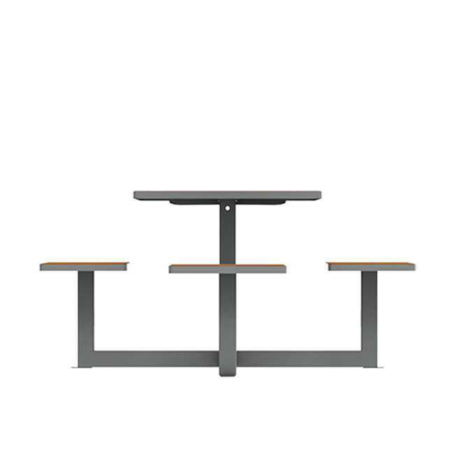 Square Table + Built-in Metal / HPL / HPL + Personal Hole - 3Lads + 1PMR - Anthracite 7016 / Clear Chene