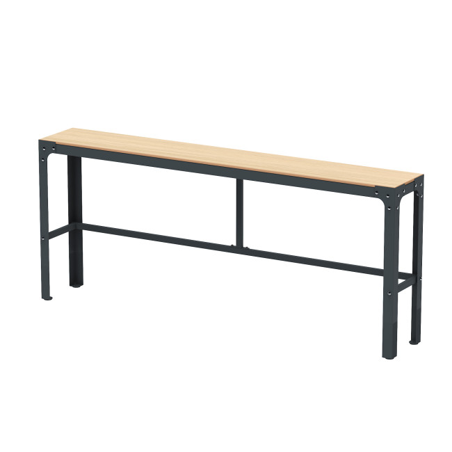 Tall Boldo Metal / HPL with Footrest - 4Places - Anthracite 7016 / Clear Chene