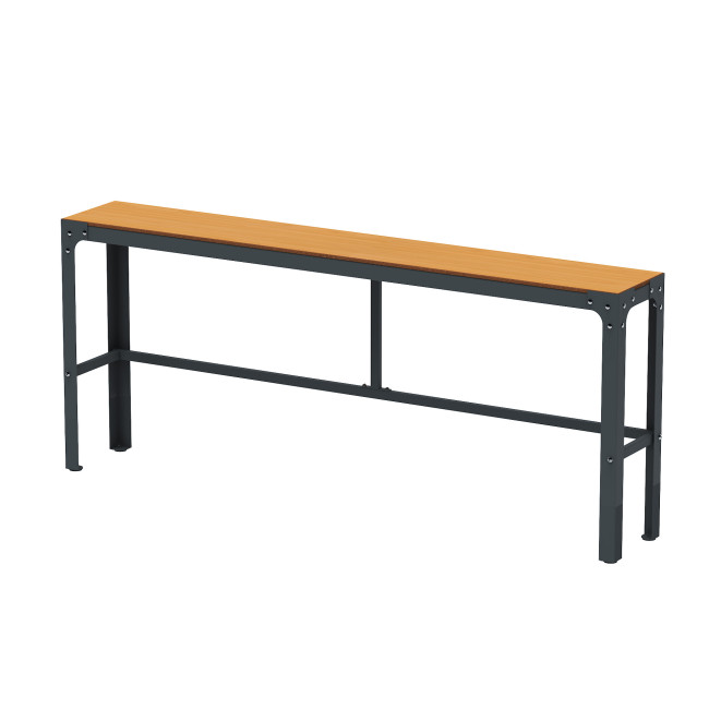 Tall Boldo Metal / HPL with Footrest - 4Places - Anthracite 7016 / Clear Chene