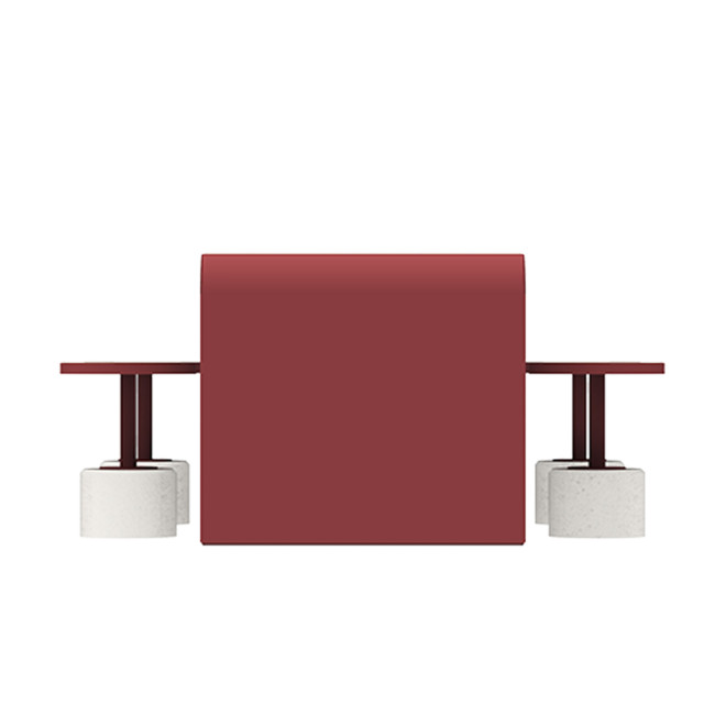 Table + Stools 4 + 1 Places Doriz concrete / metal / HPL to ankle + parasol hole - white sandblasted / anthracite 7016 / chene 
