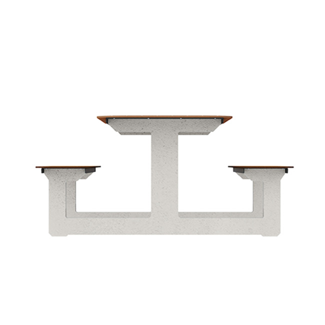 Rectangle Table + Integrated Banquettes 6 Places Concrete Boity / metal / HPL + Parasol Hole - shortbread / anthracite 7016 /