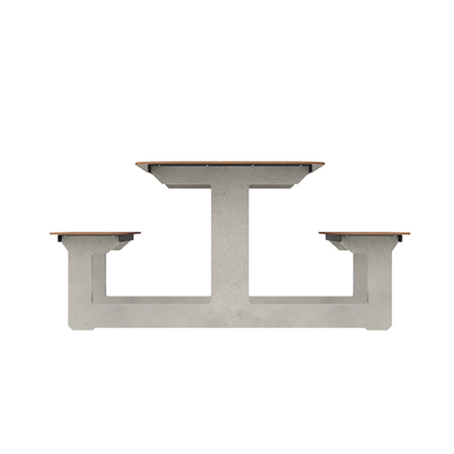 Rectangle Table + Integrated Banquettes 6 Places Concrete Boity / metal / HPL + Parasol Hole - shortbread / anthracite 7016 /