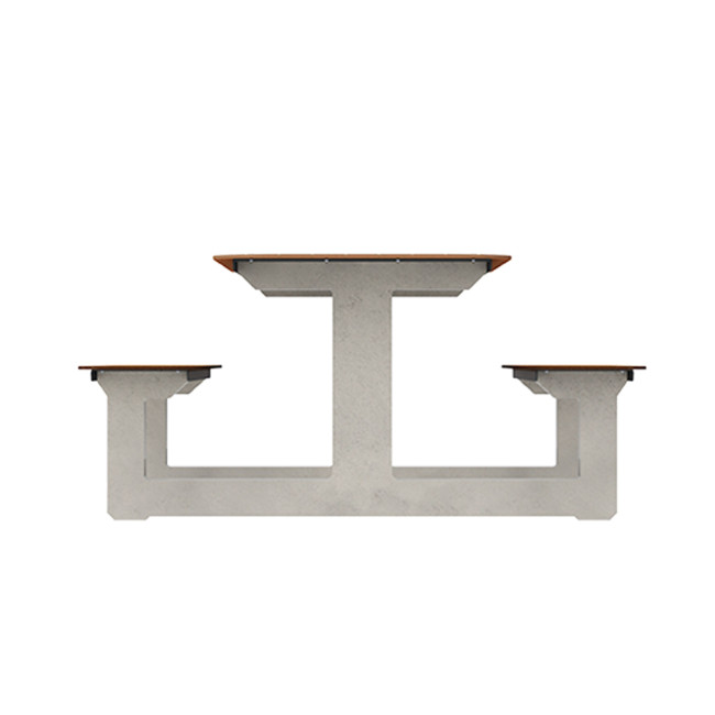 Rectangle Table + Integrated Banquettes 6 Places Concrete Boity / metal / HPL + Parasol Hole - shortbread / anthracite 7016 /