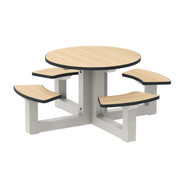 Round Table + Built-in 4-seater Concrete Rolia / Metal / HPL - Sandblazing White / Anthracite 7016 / Clear Chene