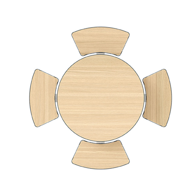 Round Table + Built-in 4-seater Concrete Rolia / Metal / HPL - Sandblazing White / Anthracite 7016 / Clear Chene