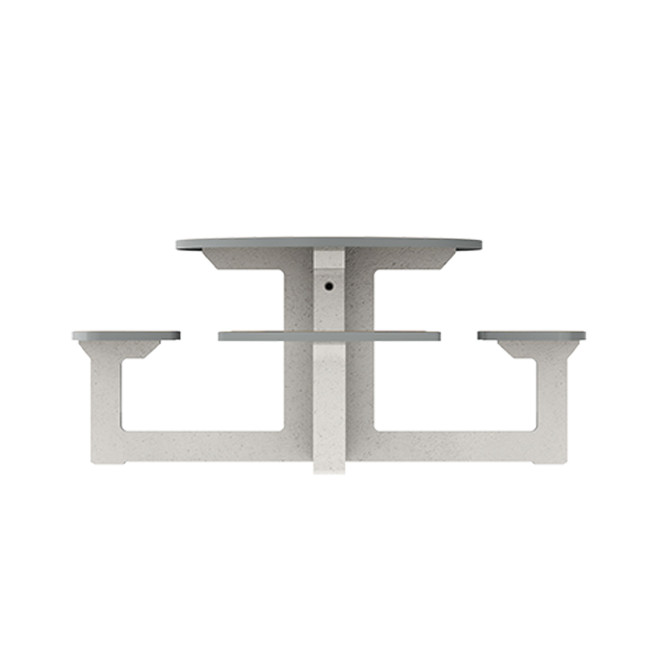 Round Table + Built-in 4-seater Concrete Rolia / Metal / HPL - Sandblazing White / Anthracite 7016 / Clear Chene