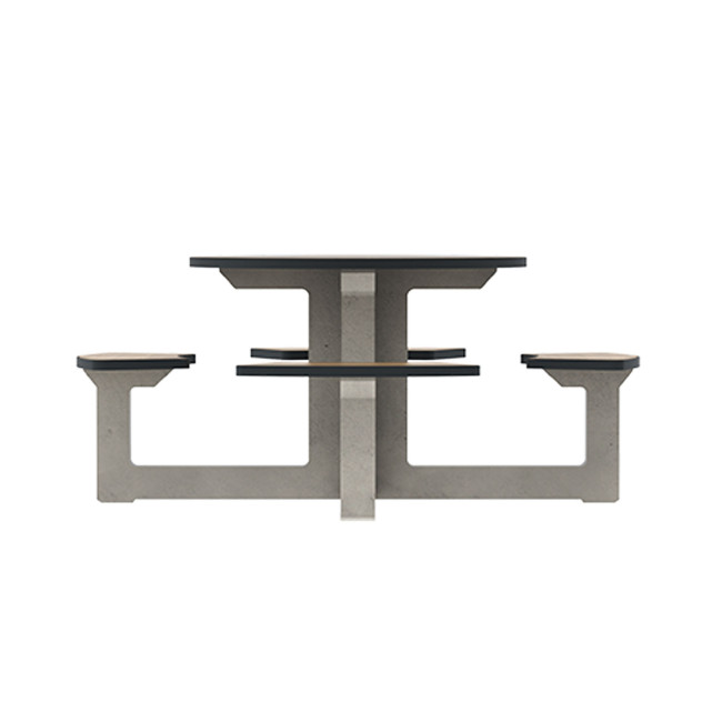 Round Table + Built-in 4-seater Concrete Rolia / Metal / HPL - Sandblazing White / Anthracite 7016 / Clear Chene