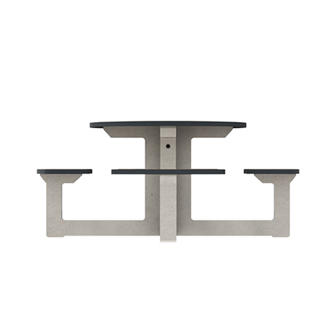 Round Table + Built-in 4-seater Concrete Rolia / Metal / HPL - Sandblazing White / Anthracite 7016 / Clear Chene