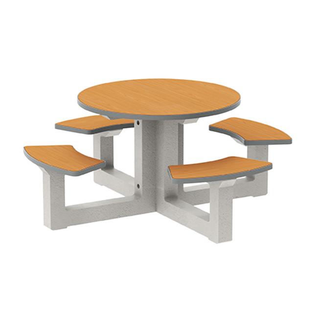 Round Table + Built-in 4-seater Concrete Rolia / Metal / HPL - Sandblazing White / Anthracite 7016 / Clear Chene