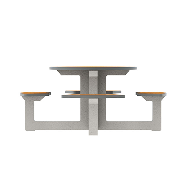 Round Table + Built-in 4-seater Concrete Rolia / Metal / HPL - Sandblazing White / Anthracite 7016 / Clear Chene