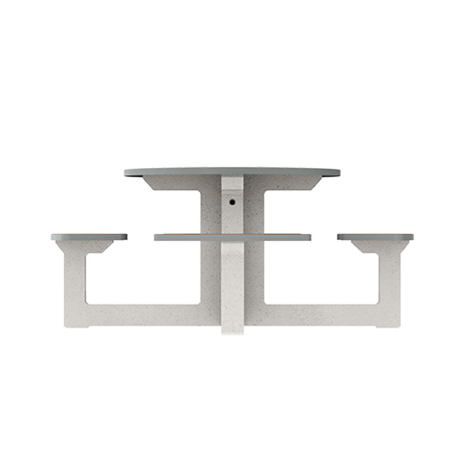 Round Table + Built-in 4-seater Concrete Rolia / Metal / HPL - Sandblazing White / Anthracite 7016 / Clear Chene