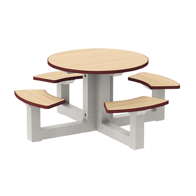 Round Table + Built-in 4-seater Concrete Rolia / Metal / HPL - Sandblazing White / Anthracite 7016 / Clear Chene