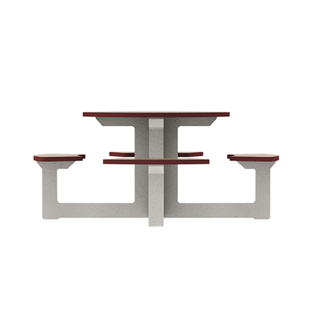 Round Table + Built-in 4-seater Concrete Rolia / Metal / HPL - Sandblazing White / Anthracite 7016 / Clear Chene