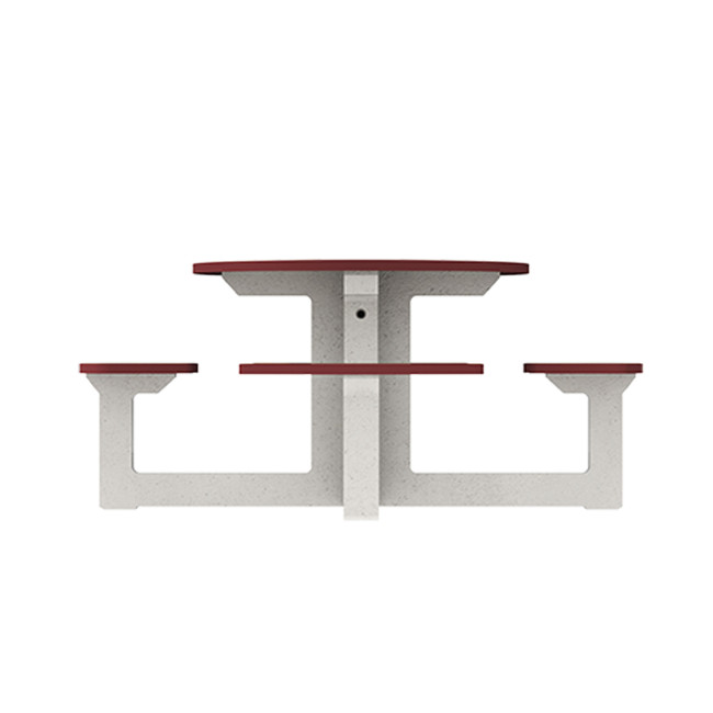Round Table + Built-in 4-seater Concrete Rolia / Metal / HPL - Sandblazing White / Anthracite 7016 / Clear Chene