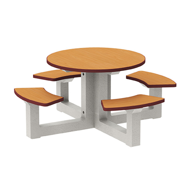 Round Table + Built-in 4-seater Concrete Rolia / Metal / HPL - Sandblazing White / Anthracite 7016 / Clear Chene