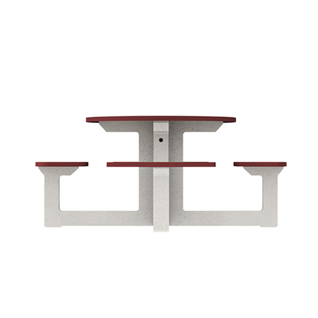 Round Table + Built-in 4-seater Concrete Rolia / Metal / HPL - Sandblazing White / Anthracite 7016 / Clear Chene