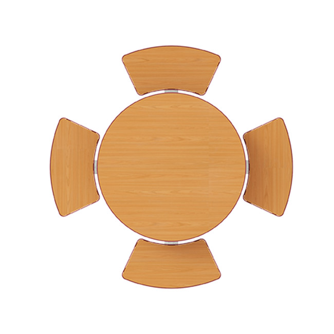 Round Table + Built-in 4-seater Concrete Rolia / Metal / HPL - Sandblazing White / Anthracite 7016 / Clear Chene