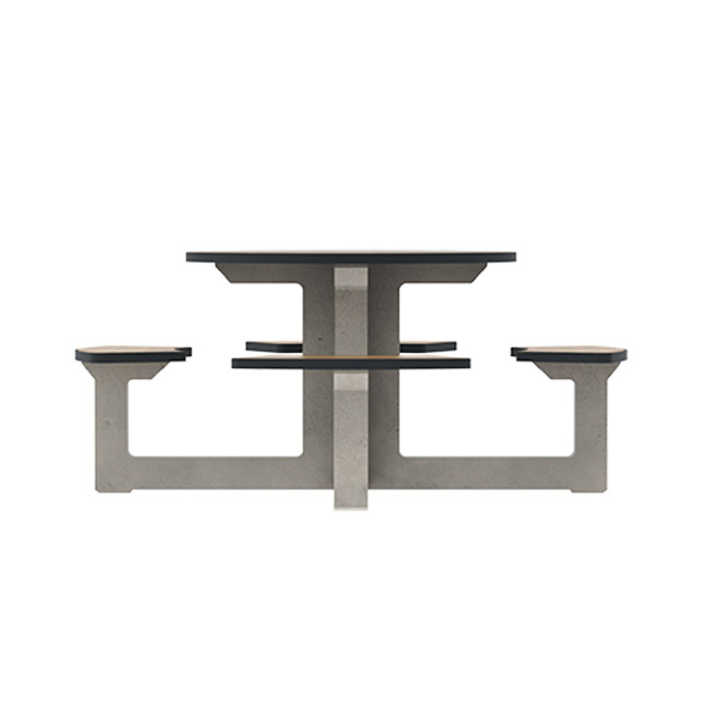 Round Table + Built-in 4-seater Concrete Rolia / Metal / HPL - Sandblazing White / Anthracite 7016 / Clear Chene