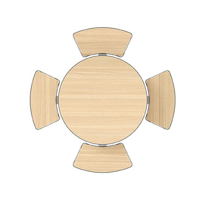 Round Table + Built-in 4-seater Concrete Rolia / Metal / HPL - Sandblazing White / Anthracite 7016 / Clear Chene