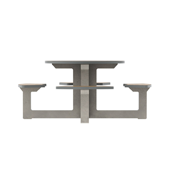 Round Table + Built-in 4-seater Concrete Rolia / Metal / HPL - Sandblazing White / Anthracite 7016 / Clear Chene