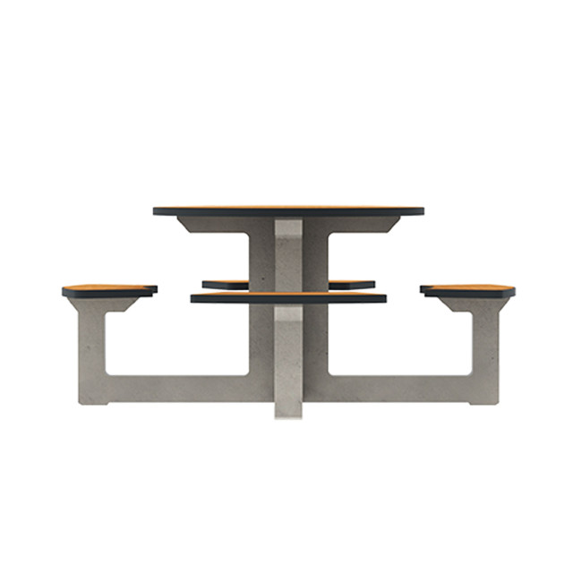 Round Table + Built-in 4-seater Concrete Rolia / Metal / HPL - Sandblazing White / Anthracite 7016 / Clear Chene