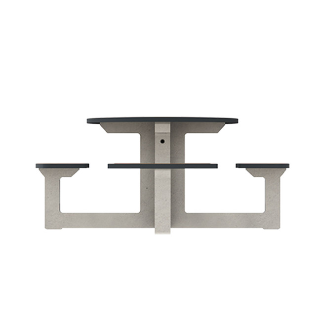 Round Table + Built-in 4-seater Concrete Rolia / Metal / HPL - Sandblazing White / Anthracite 7016 / Clear Chene