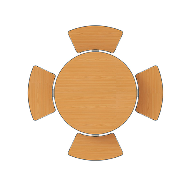 Round Table + Built-in 4-seater Concrete Rolia / Metal / HPL - Sandblazing White / Anthracite 7016 / Clear Chene
