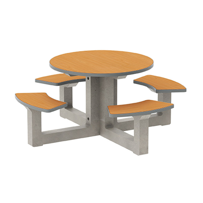 Round Table + Built-in 4-seater Concrete Rolia / Metal / HPL - Sandblazing White / Anthracite 7016 / Clear Chene