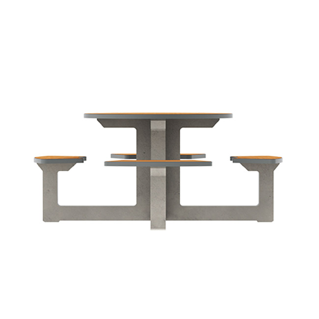 Round Table + Built-in 4-seater Concrete Rolia / Metal / HPL - Sandblazing White / Anthracite 7016 / Clear Chene