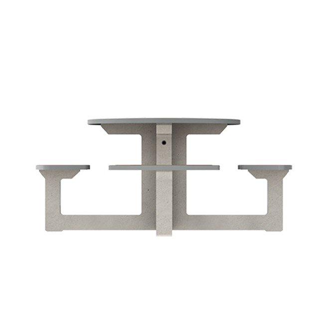 Round Table + Built-in 4-seater Concrete Rolia / Metal / HPL - Sandblazing White / Anthracite 7016 / Clear Chene