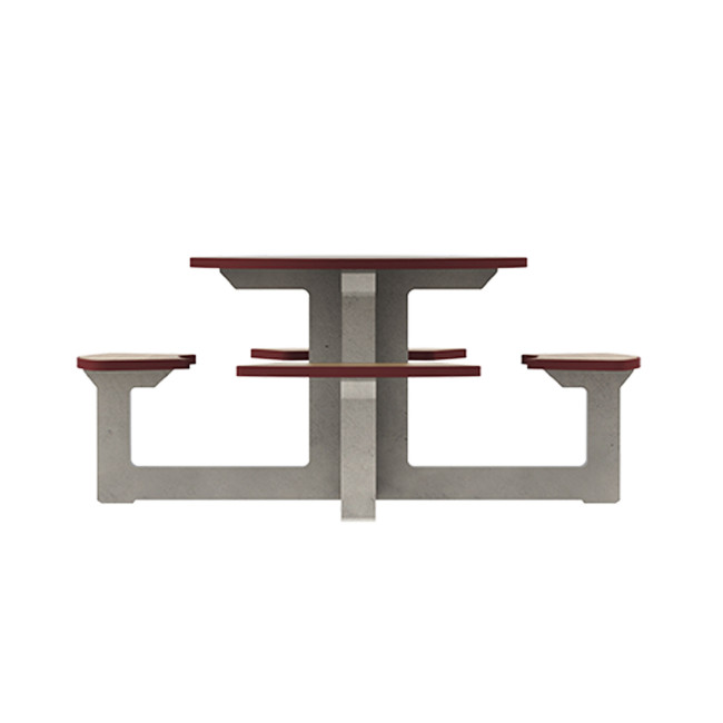 Round Table + Built-in 4-seater Concrete Rolia / Metal / HPL - Sandblazing White / Anthracite 7016 / Clear Chene