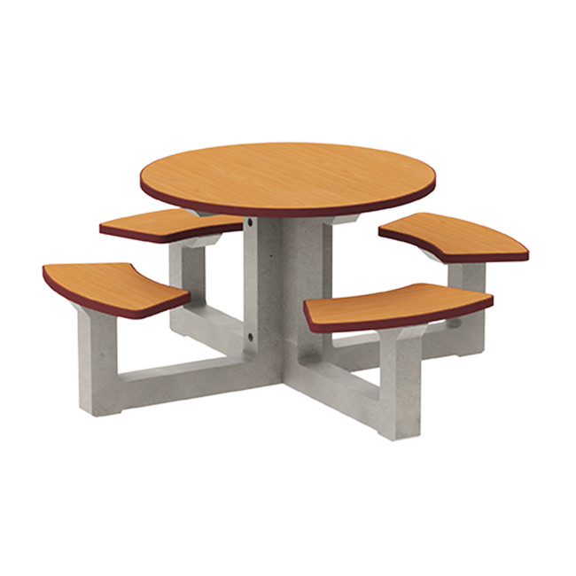 Round Table + Built-in 4-seater Concrete Rolia / Metal / HPL - Sandblazing White / Anthracite 7016 / Clear Chene