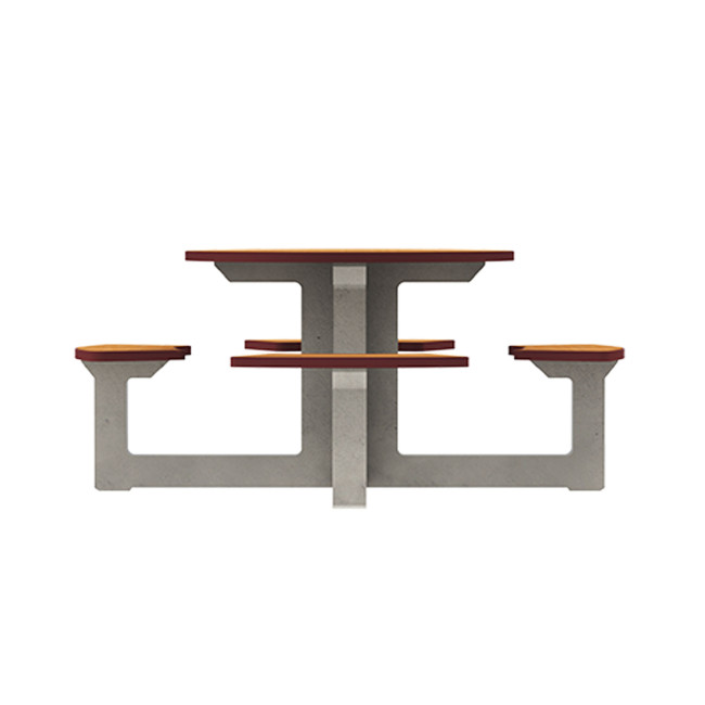 Round Table + Built-in 4-seater Concrete Rolia / Metal / HPL - Sandblazing White / Anthracite 7016 / Clear Chene