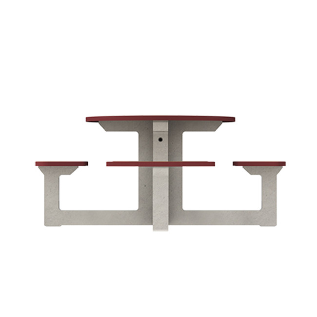 Round Table + Built-in 4-seater Concrete Rolia / Metal / HPL - Sandblazing White / Anthracite 7016 / Clear Chene