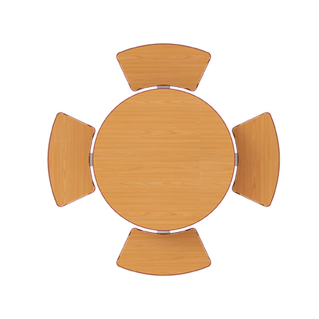 Round Table + Built-in 4-seater Concrete Rolia / Metal / HPL - Sandblazing White / Anthracite 7016 / Clear Chene
