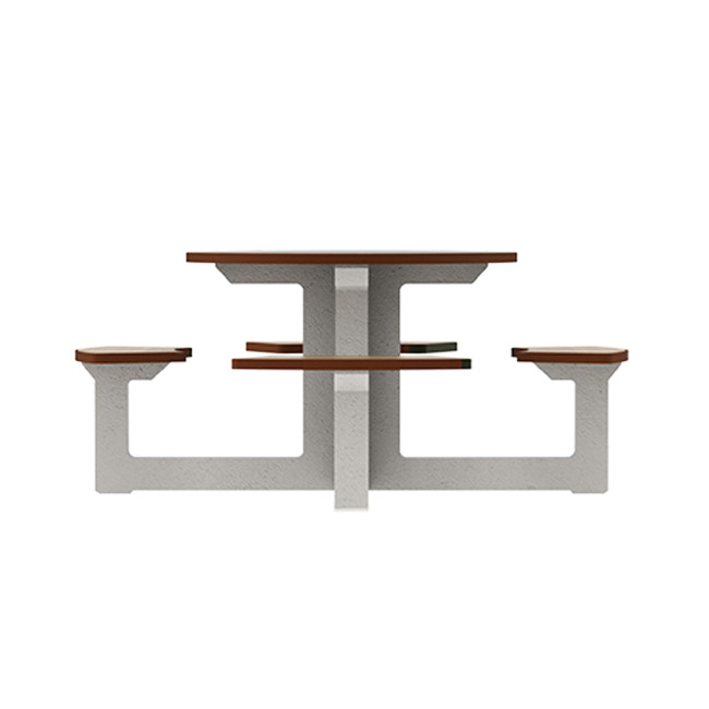 Round Table + Built-in 4-seater Concrete Rolia / Metal / HPL - Sandblazing White / Anthracite 7016 / Clear Chene