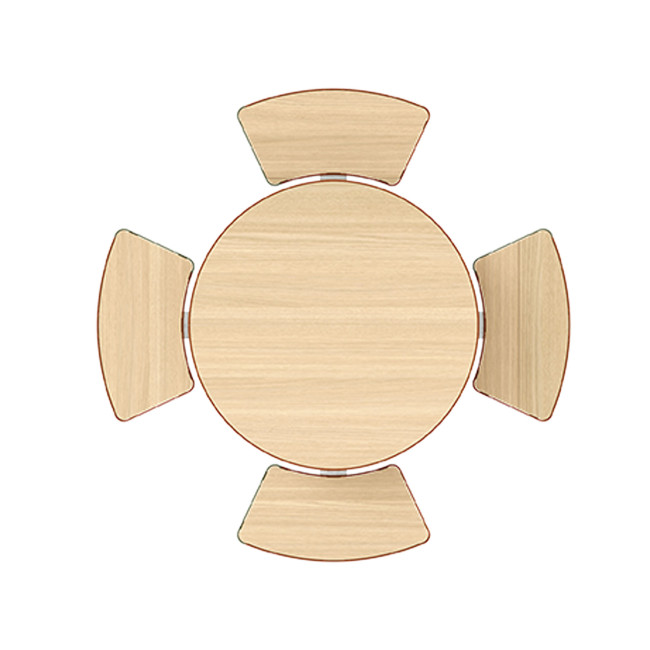 Round Table + Built-in 4-seater Concrete Rolia / Metal / HPL - Sandblazing White / Anthracite 7016 / Clear Chene