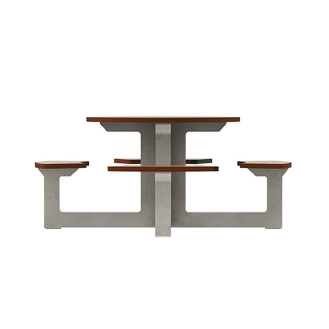 Round Table + Built-in 4-seater Concrete Rolia / Metal / HPL - Sandblazing White / Anthracite 7016 / Clear Chene