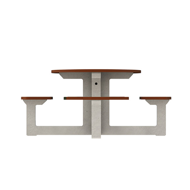 Round Table + Built-in 4-seater Concrete Rolia / Metal / HPL - Sandblazing White / Anthracite 7016 / Clear Chene