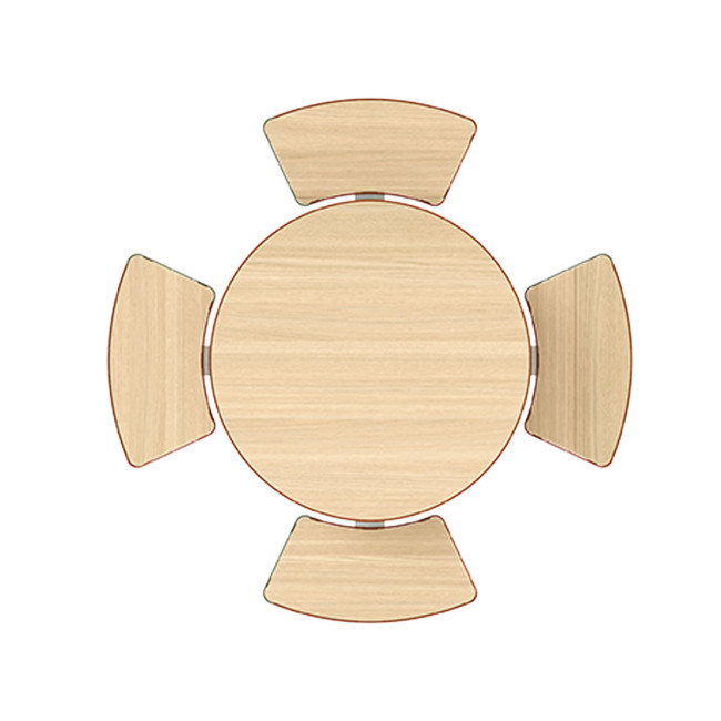 Round Table + Built-in 4-seater Concrete Rolia / Metal / HPL - Sandblazing White / Anthracite 7016 / Clear Chene
