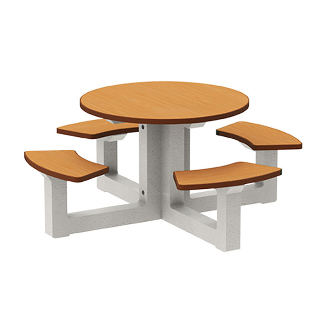 Round Table + Built-in 4-seater Concrete Rolia / Metal / HPL - Sandblazing White / Anthracite 7016 / Clear Chene
